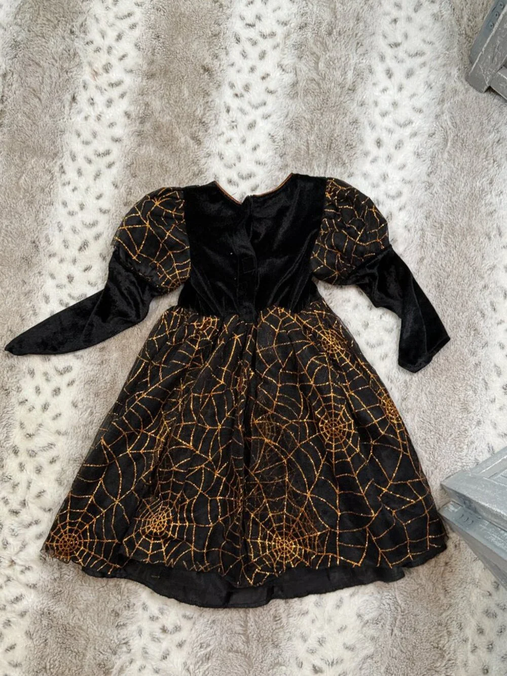 Hallow's Eve black sparkly orange spiderweb dress girls 2T witch Halloween party